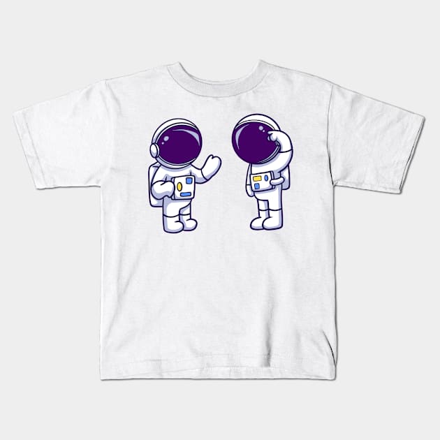 Astronaut Chatting Talking Kids T-Shirt by inhistime5783